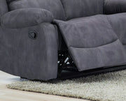 Alaska Suede Fabric Manuel Recliner Corner Sofa - Charcoal 