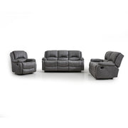 Gray sofa set with two recliner chairs 