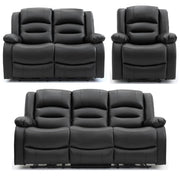 Alva Black Faux Leather 3+2+1 Seater Electric Recliner Sofa Set
