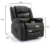 Alva Black Faux Leather Electric Recliner Armchair