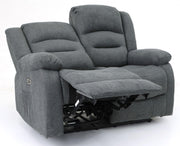 Alva Graphite Fabric 2 Seater Electric Recliner Sofa