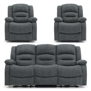 Alva Graphite Fabric 3+1+1 Seater Electric Recliner Sofa Set