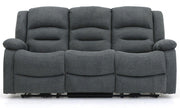 Alva Graphite Fabric 3 Seater Electric Recliner Sofa
