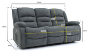 Alva Graphite Fabric 3 Seater Electric Recliner Sofa