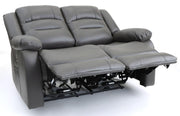Alva Grey Faux Leather 2 Seater Electric Recliner Sofa