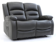 Alva Grey Faux Leather 2 Seater Electric Recliner Sofa