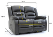Alva Grey Faux Leather 2 Seater Electric Recliner Sofa