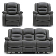 Alva Grey Faux Leather 3+1+1 Seater Electric Recliner Sofa Set