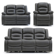 Alva Grey Faux Leather 3+2+1 Seater Electric Recliner Sofa Set