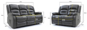 Alva Grey Faux Leather 3+2 Seater Electric Recliner Sofa Set