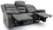 Alva Grey Faux Leather 3 Seater Electric Recliner Sofa