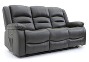 Alva Grey Faux Leather 3 Seater Electric Recliner Sofa