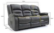 Alva Grey Faux Leather 3 Seater Electric Recliner Sofa