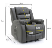 Alva Grey Faux Leather Electric Recliner Armchair