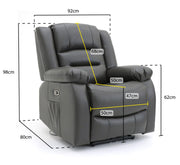 Alva Grey Faux Leather Electric Recliner Armchair