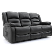 Chicago Sofa | Electric Leather Recliner | Black Faux Leather 3+1+1 Seater Electric Recliner Sofa Set