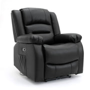 Chicago Sofa | Electric Leather Recliner | Black Faux Leather 3+1+1 Seater Electric Recliner Sofa Set