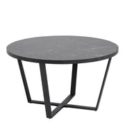 Amble Round Coffee Table with Black Marble Melamine Top & Black Legs 