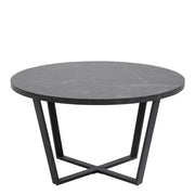 Amble Round Coffee Table with Black Marble Melamine Top & Black Legs 