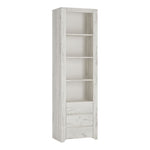 Angel Tall Narrow 3 Drawer Bookcase in White Craft Oak 