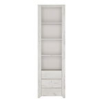 Angel Tall Narrow 3 Drawer Bookcase in White Craft Oak 