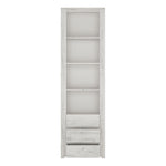 Angel Tall Narrow 3 Drawer Bookcase in White Craft Oak 