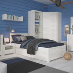 Angel Tall Narrow 3 Drawer Bookcase in White Craft Oak 