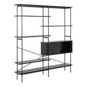 Angus Bookcase with 1 Sliding Door & 5 Shelves in Black 