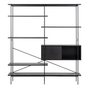 Angus Bookcase with 1 Sliding Door & 5 Shelves in Black 