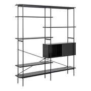 Angus Bookcase with 1 Sliding Door & 5 Shelves in Black 