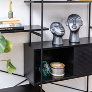 Angus Bookcase with 1 Sliding Door & 5 Shelves in Black 