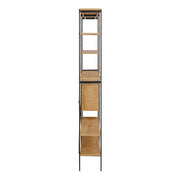 Angus Bookcase with 1 Sliding Door & 5 Shelves in Oak & Black 