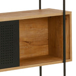 Angus Bookcase with 1 Sliding Door & 5 Shelves in Oak & Black 