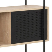 Angus Bookcase with 1 Sliding Door & 5 Shelves in White Oak & Black 