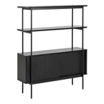 Angus Small Bookcase with 2 Sliding Doors in Black 