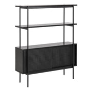 Angus Small Bookcase with 2 Sliding Doors in Black 