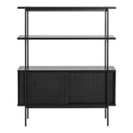 Angus Small Bookcase with 2 Sliding Doors in Black 