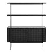 Angus Small Bookcase with 2 Sliding Doors in Black 