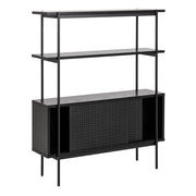 Angus Small Bookcase with 2 Sliding Doors in Black 