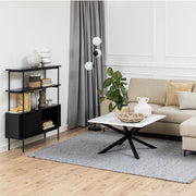 Angus Small Bookcase with 2 Sliding Doors in Black 