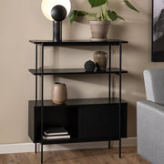 Angus Small Bookcase with 2 Sliding Doors in Black 