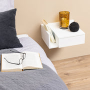 Avignon Square Bedside Table with 1 Drawer & Small Shelf in White 