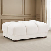 Azzuro Cream Velvet Fabric Footstool