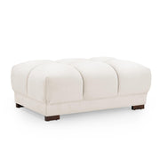 Azzuro Cream Velvet Fabric Footstool