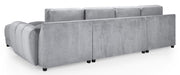 Azzuro Grey Velvet Fabric U Shape Corner Sofa Suite