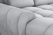 Azzuro Grey Velvet Fabric U Shape Corner Sofa Suite