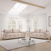 Lazur Mocha Velvet Fabric 3+2 Seater Sofa Set