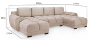 Azzuro Mocha Velvet Fabric U Shape Corner Sofa Suite