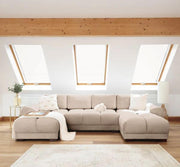 Azzuro Mocha Velvet Fabric U Shape Corner Sofa Suite