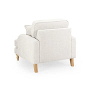 Light gray armchair with wooden legs 